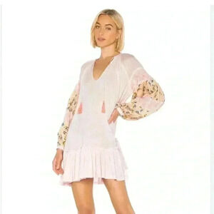 Free People floral mist combo baby doll Dress size small cottage core coquette